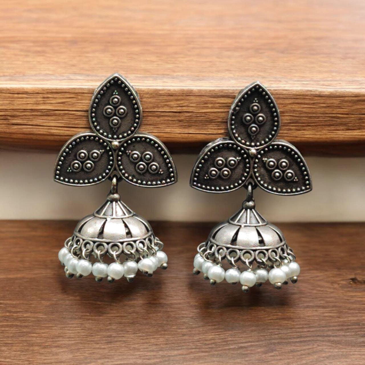 Silver antique jhumki