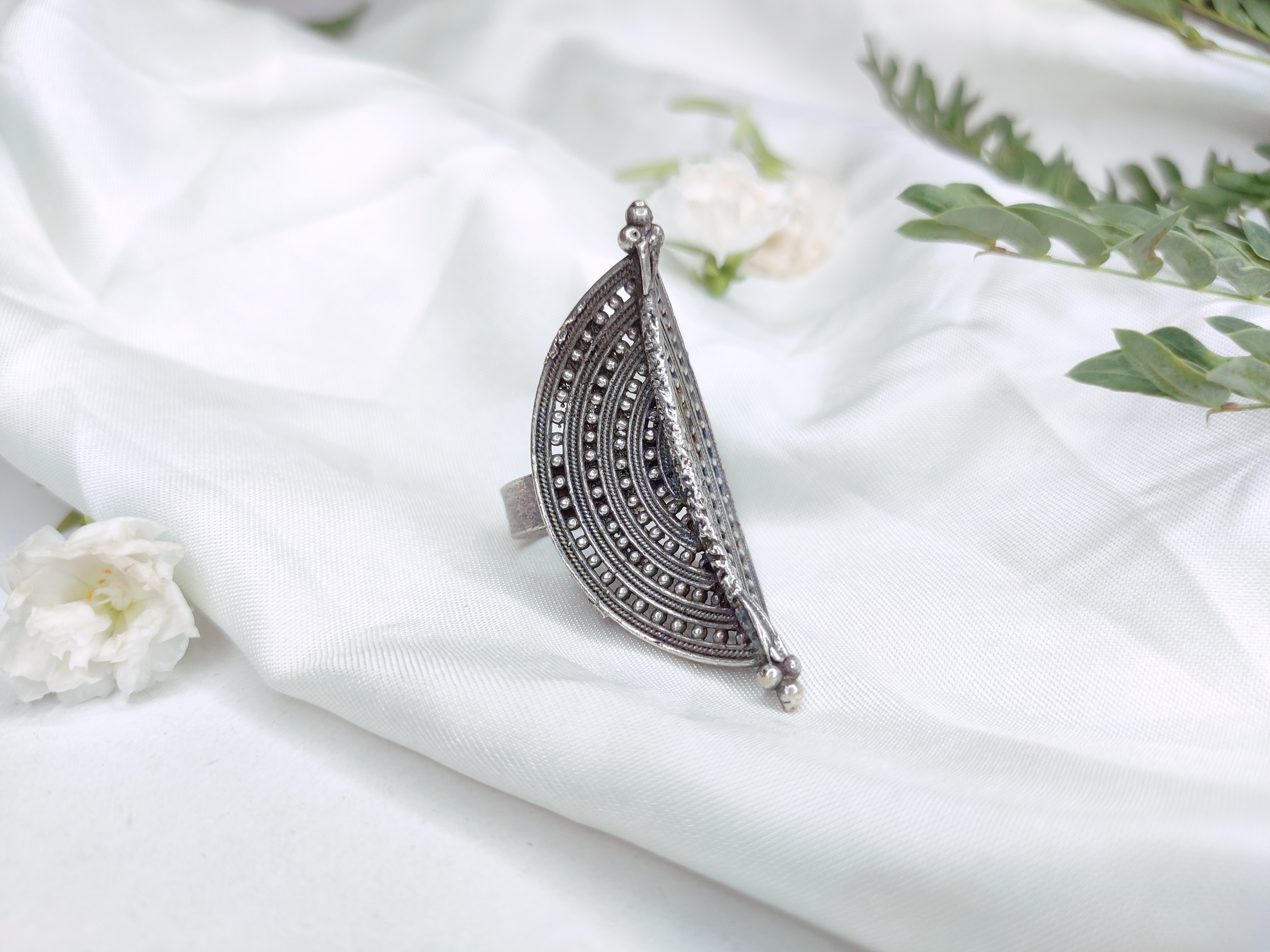 The Gajban "Chandni" Oxidized Silver Statement Ring