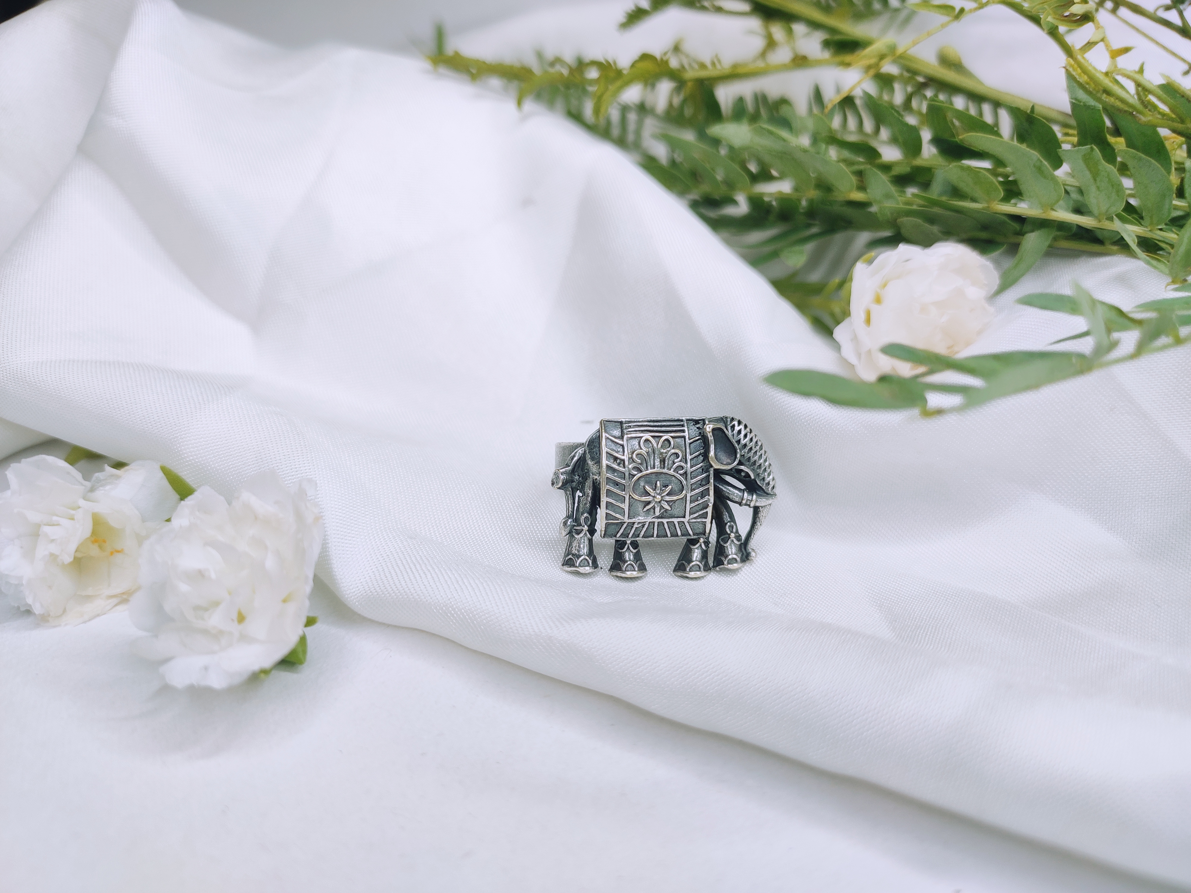 Gajban Creation: Sterling Silver Elephant Ring – Symbol of Wisdom & Luck